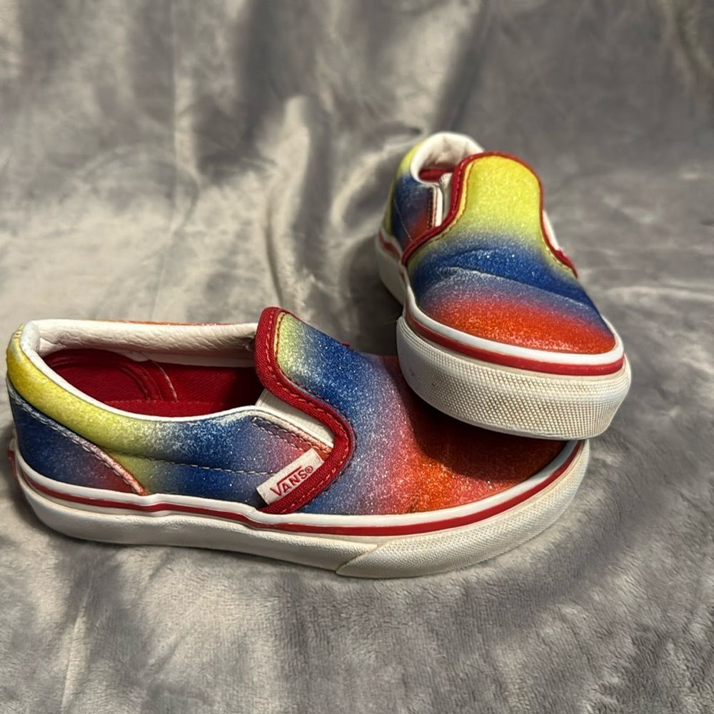 Vans Kids Slip-On Sneakers - Red, Blue, Yellow Blend